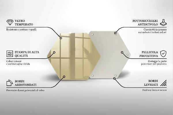 Skärbräda glas sexhörning Beige färg