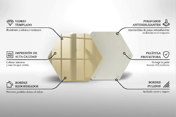 Skärbräda glas sexhörning Beige färg