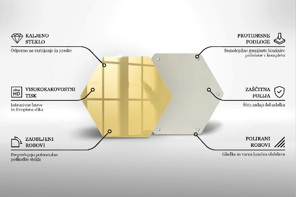 Skärbräda glas sexhörning Gul
