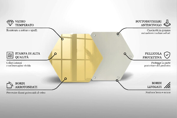 Skärbräda glas sexhörning Gul