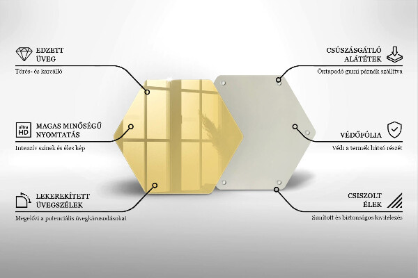 Skärbräda glas sexhörning Gul