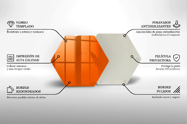 Skärbräda glas sexhörning Orange färg