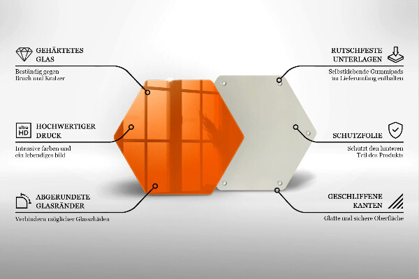 Skärbräda glas sexhörning Orange färg