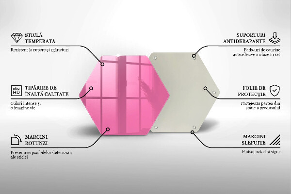 Skärbräda glas sexhörning Färg rosa