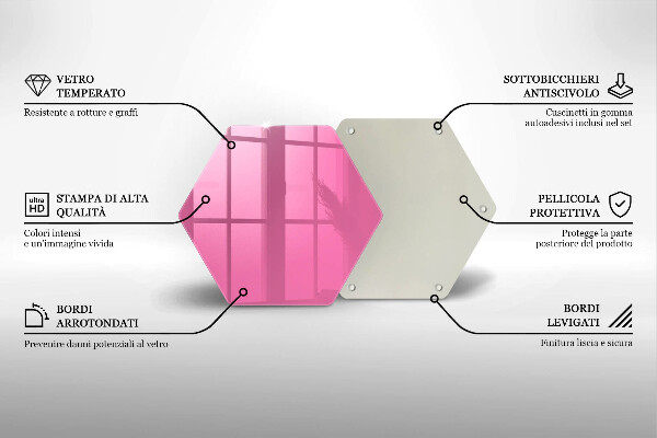 Skärbräda glas sexhörning Färg rosa