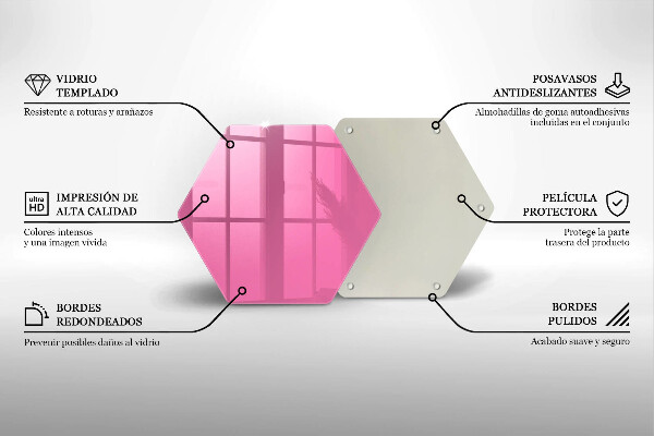 Skärbräda glas sexhörning Färg rosa