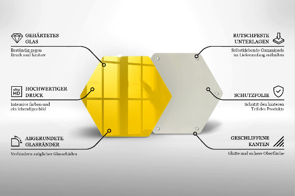 Skärbräda glas sexhörning Gul