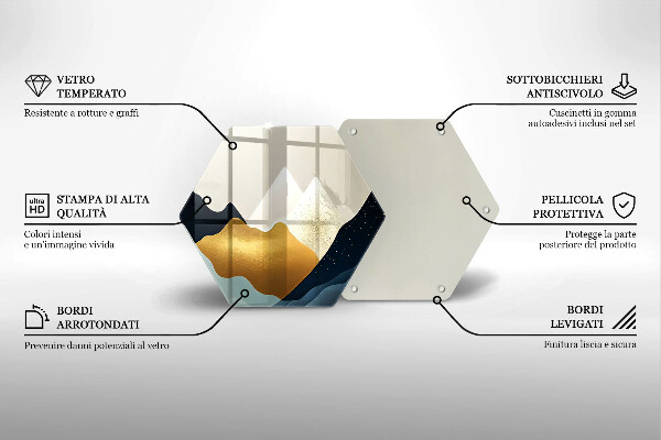 Skärbräda glas sexhörning Abstrakta berg