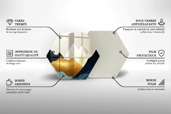 Skärbräda glas sexhörning Abstrakta berg
