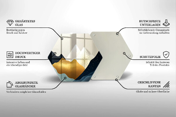 Skärbräda glas sexhörning Abstrakta berg