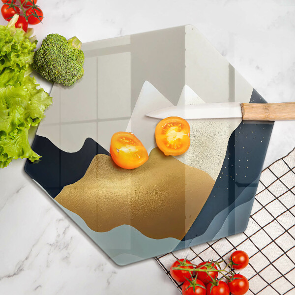 Skärbräda glas sexhörning Abstrakta berg