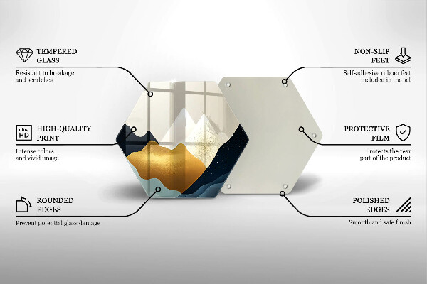 Skärbräda glas sexhörning Abstrakta berg