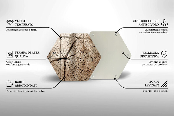Skärbräda glas sexhörning Tvärsnitt av ett träd