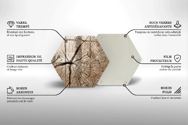Skärbräda glas sexhörning Tvärsnitt av ett träd