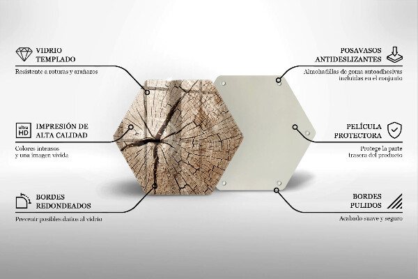 Skärbräda glas sexhörning Tvärsnitt av ett träd