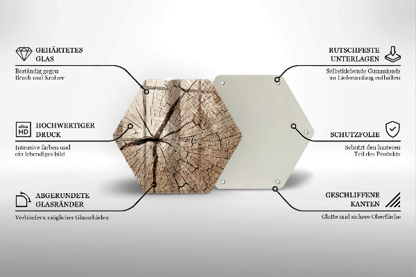 Skärbräda glas sexhörning Tvärsnitt av ett träd