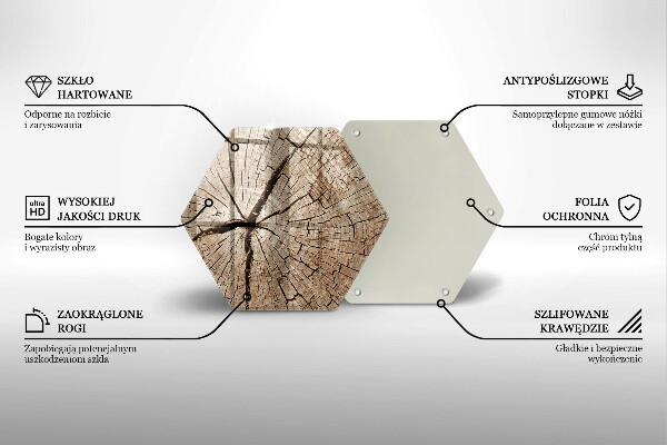 Skärbräda glas sexhörning Tvärsnitt av ett träd