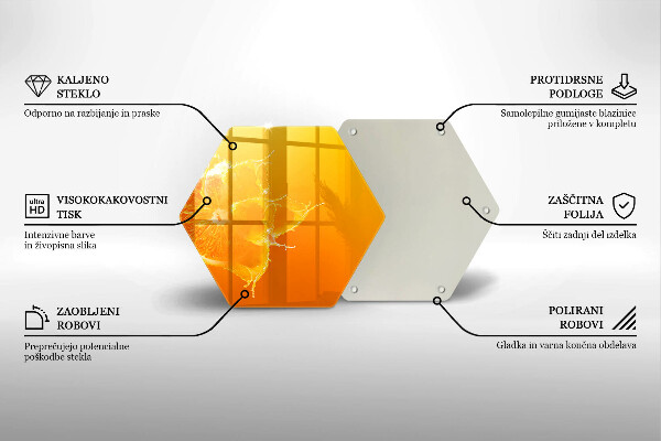 Skärbräda glas sexhörning Saftig orange frukt