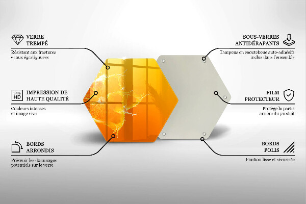 Skärbräda glas sexhörning Saftig orange frukt