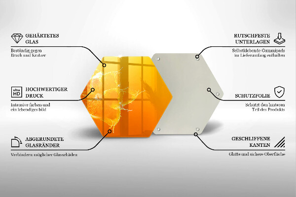 Skärbräda glas sexhörning Saftig orange frukt