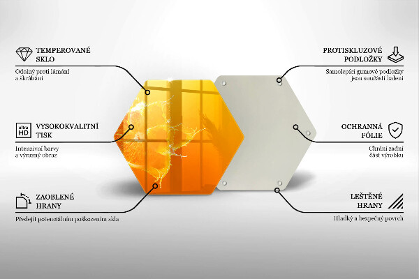 Skärbräda glas sexhörning Saftig orange frukt