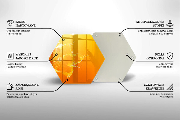 Skärbräda glas sexhörning Saftig orange frukt