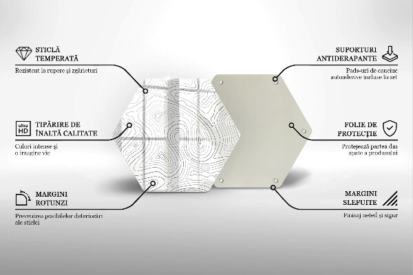 Skärbräda glas sexhörning Abstrakta former