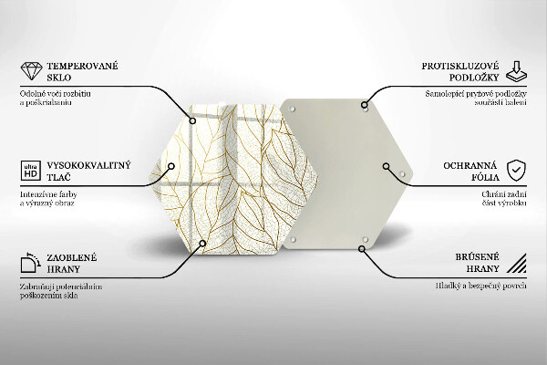 Skärbräda glas sexhörning Line-art lövmönster