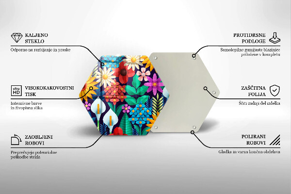 Skärbräda glas sexhörning Blommor äng illustration