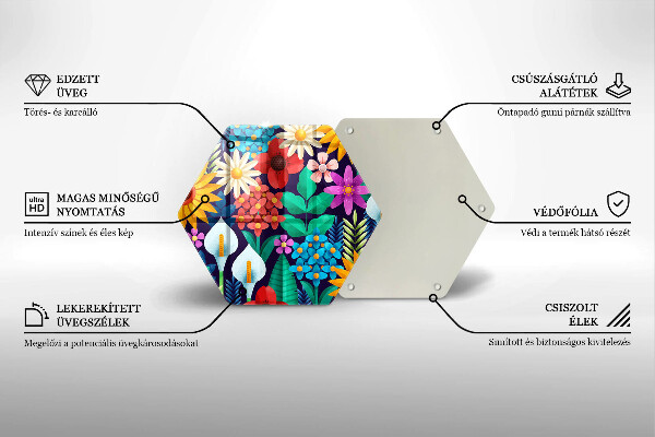 Skärbräda glas sexhörning Blommor äng illustration