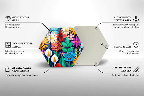 Skärbräda glas sexhörning Blommor äng illustration