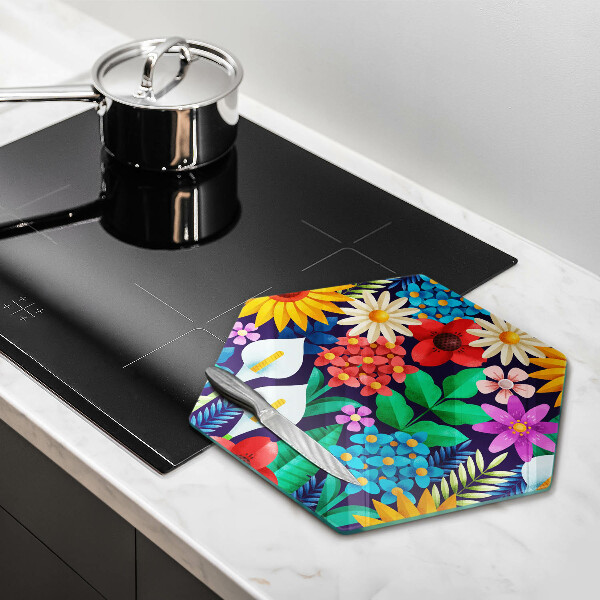 Skärbräda glas sexhörning Blommor äng illustration