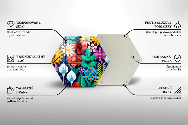 Skärbräda glas sexhörning Blommor äng illustration
