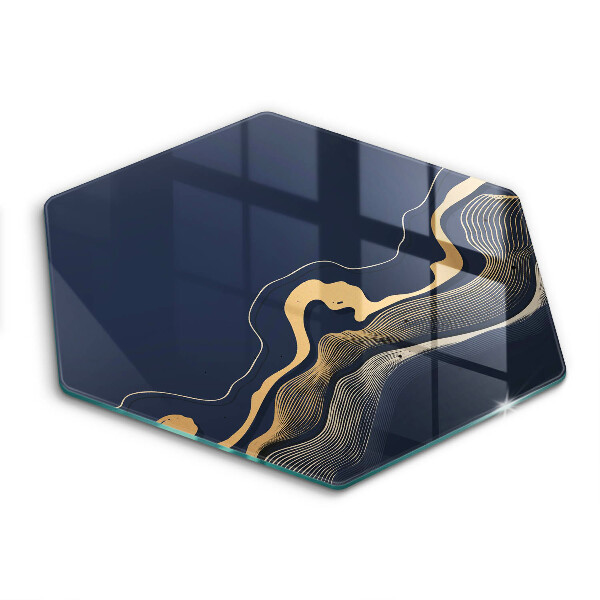 Skärbräda glas sexhörning Abstrakta gyllene linjer