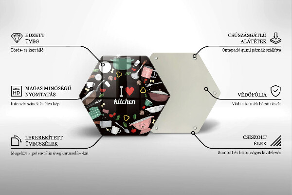 Skärbräda glas sexhörning Illustration Jag älskar kök