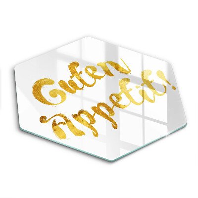 Skärbräda glas sexhörning Inskriptionen Guten Appetit!