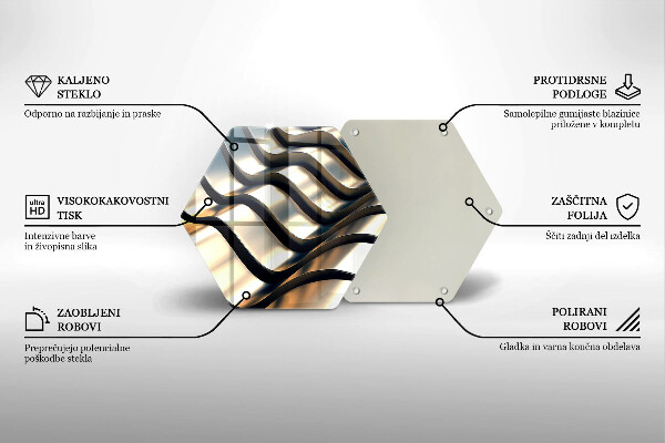 Skärbräda glas sexhörning 3D metallformer