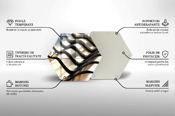 Skärbräda glas sexhörning 3D metallformer