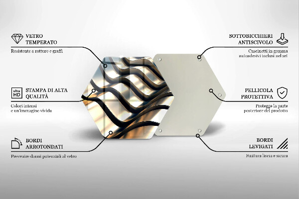 Skärbräda glas sexhörning 3D metallformer