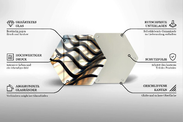 Skärbräda glas sexhörning 3D metallformer