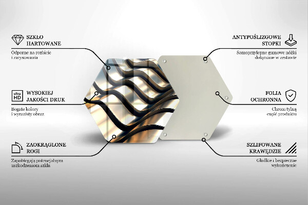 Skärbräda glas sexhörning 3D metallformer