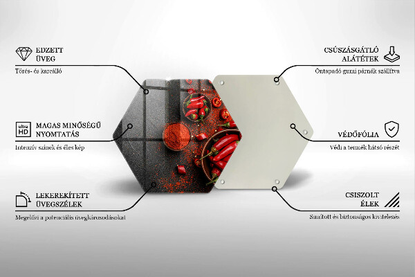 Skärbräda glas sexhörning Röd chilipeppar