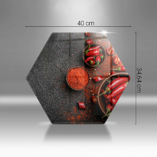 Skärbräda glas sexhörning Röd chilipeppar