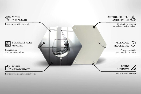 Skärbräda glas sexhörning Ett glas vatten