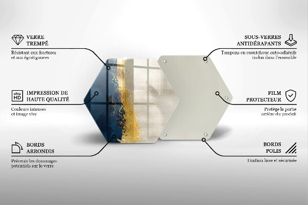 Skärbräda glas sexhörning Guld abstraktion