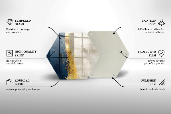 Skärbräda glas sexhörning Guld abstraktion