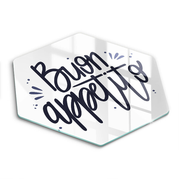 Skärbräda glas sexhörning Buon Appetito inskription