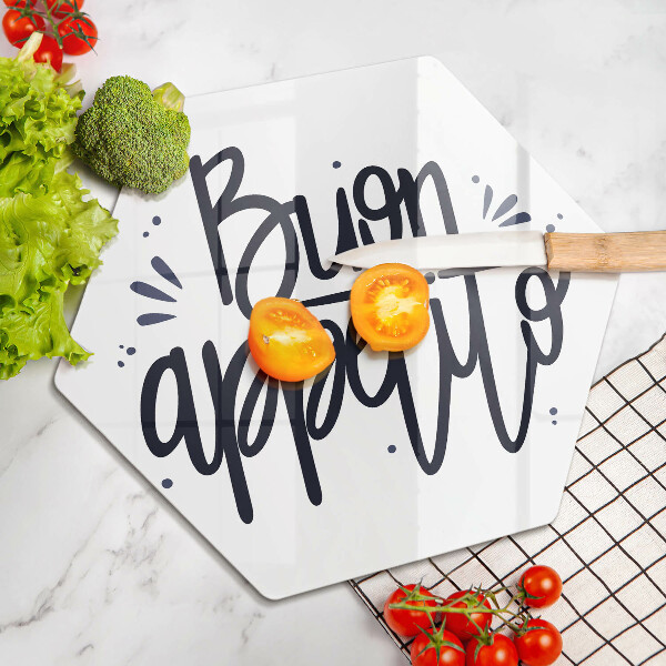 Skärbräda glas sexhörning Buon Appetito inskription