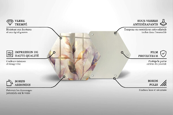 Skärbräda glas sexhörning Målade boho löv