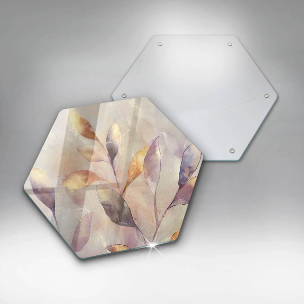 Skärbräda glas sexhörning Målade boho löv